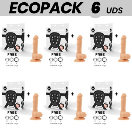 kit com 6 cintos com dildo articulado de silicone ecopack density-cocksil 13 cm