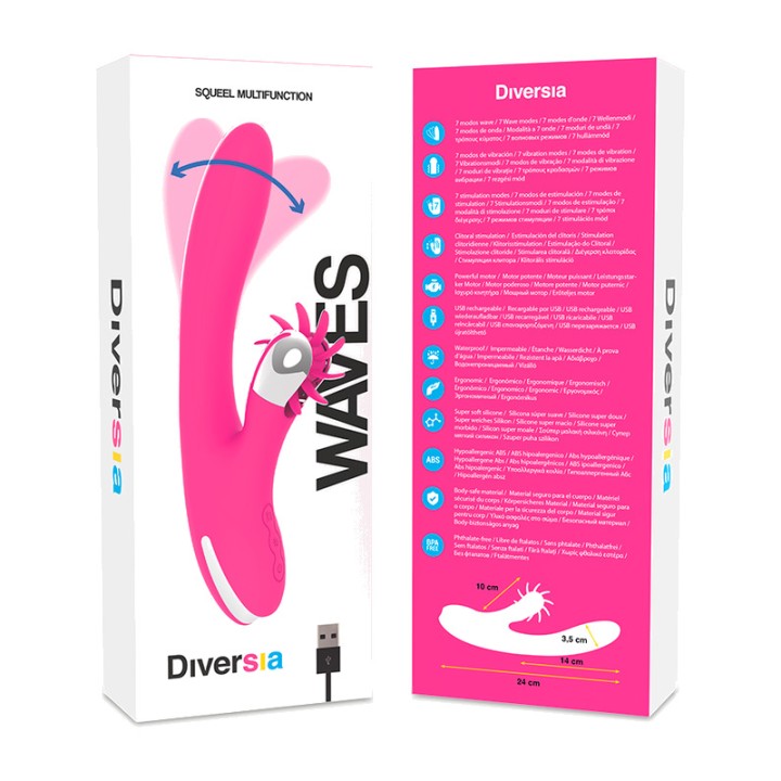 DIVERSIA Rabbit vibrator with undulation BUNNY WAVES 24 CM