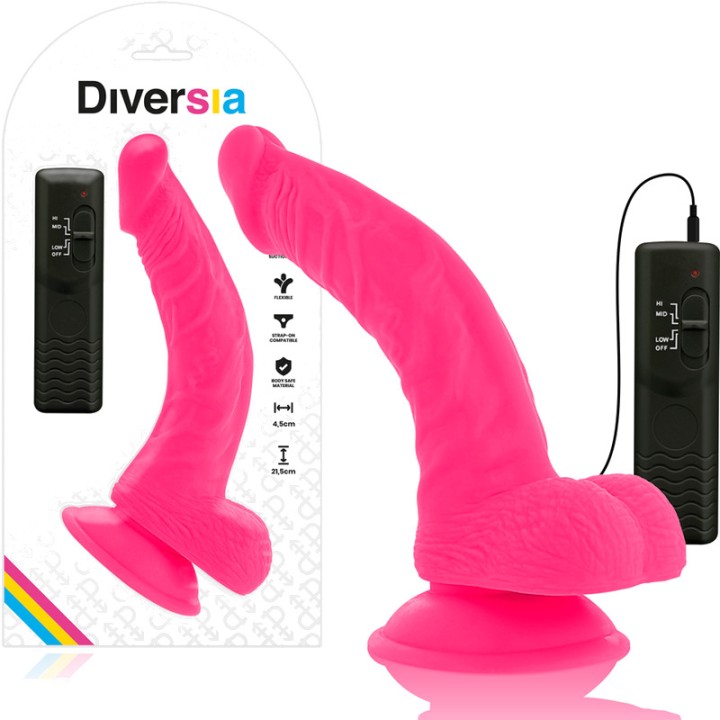 DIVERSIA Dildo realista flexível com vibração 21,5CM Ø4,5CM