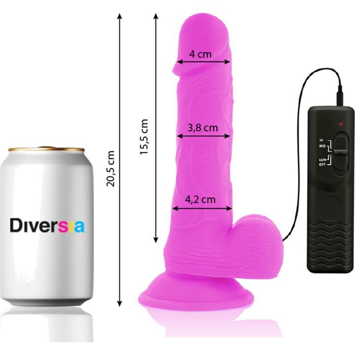 DIVERSIA Dildo réaliste flexible avec vibration 20,5CM