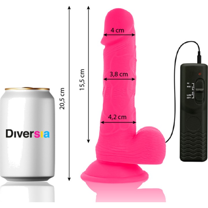 DIVERSIA Flexibel realistisk dildo med vibration 20,5CM