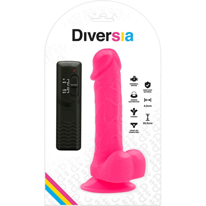 DIVERSIA Dildo réaliste flexible avec vibration 20,5CM