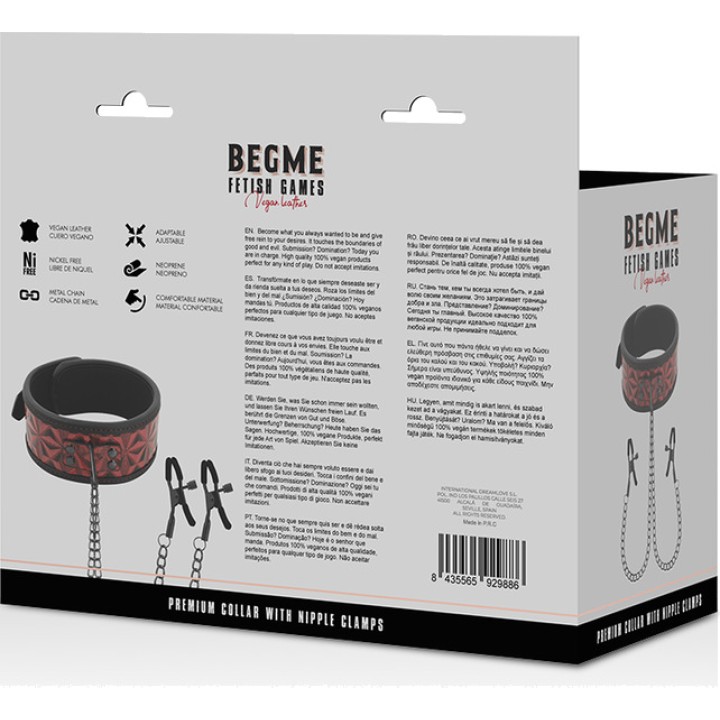 BEGME FETISH GAMES Neoprene-lined nipple clamps with chains