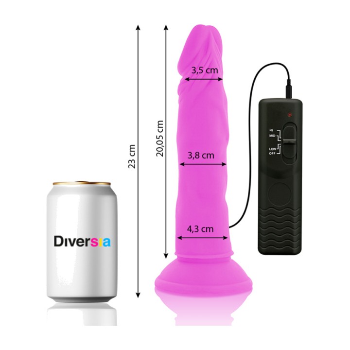 DIVERSIA Realistic flexible vibrating dildo 23CM Ø4,3CM