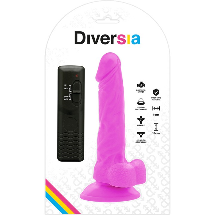 DIVERSIA Realistic flexible vibrating dildo 18CM Ø4CM