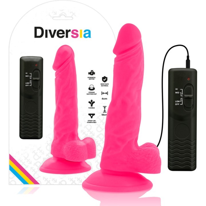 DIVERSIA Dildo realista flexível com vibração 18CM Ø4CM