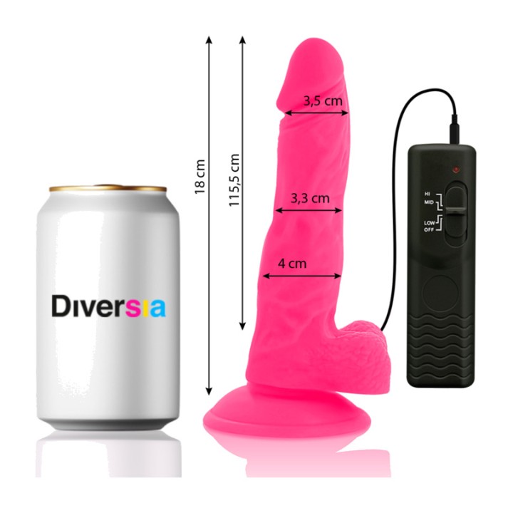 DIVERSIA Dildo realista flexível com vibração 18CM Ø4CM