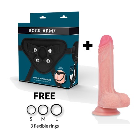 cintura e dildo realistico in siliconeliquido mustang-premium 18cm ø4,14cm
