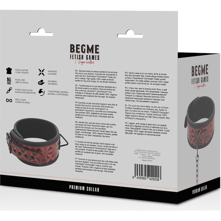 BEGME FETISH GAMES Vegan leather collar with neoprene lining