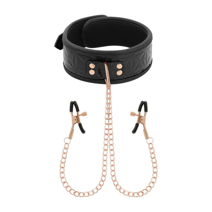 BEGME FETISH GAMES Neoprene-lined nipple clamps with chains