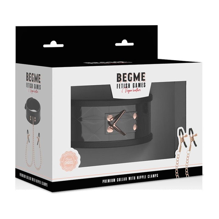 BEGME FETISH GAMES Neoprene-lined nipple clamps with chains