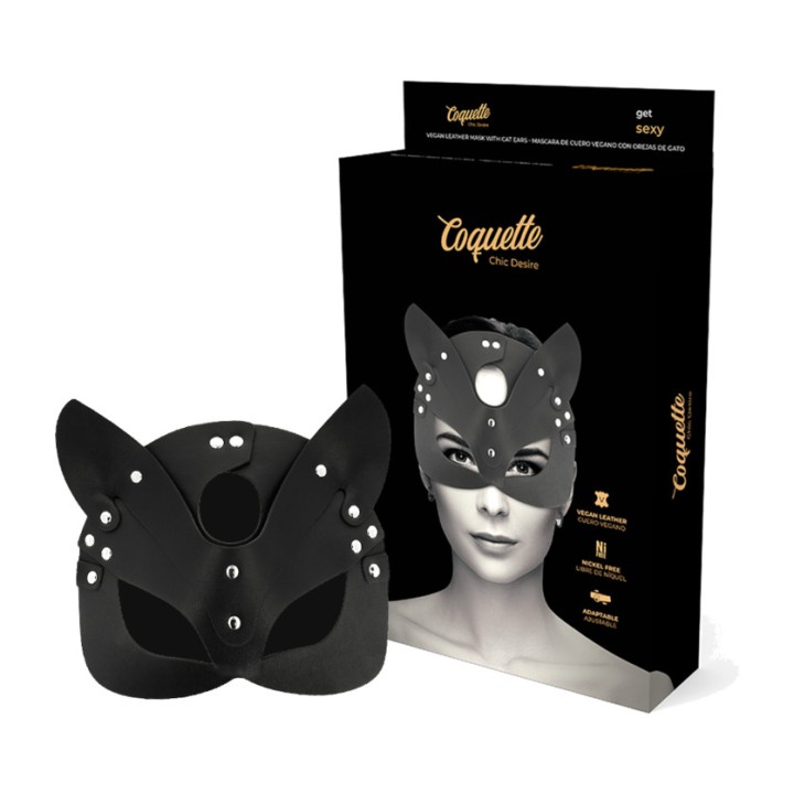 COQUETTE CHIC DESIRE Máscara de cuero vegano con orejas gato