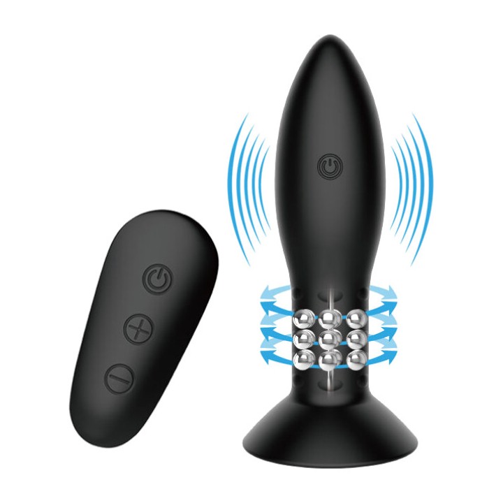 MR PLAY Plug anal con bolas rotadoras y control remoto