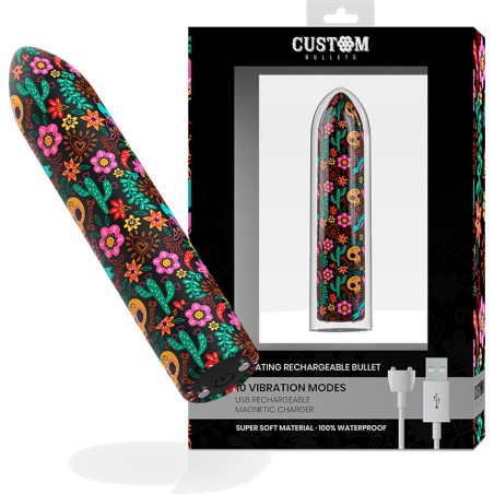 rechargeable bullet vibrator with 10 intensity levels skull