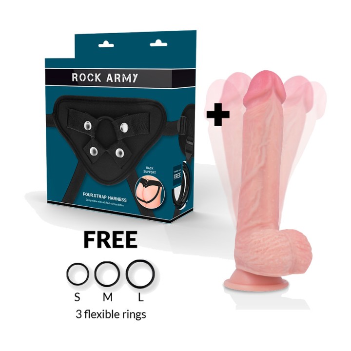 ROCKARMY Harnais et gode réaliste avec rotation vibration