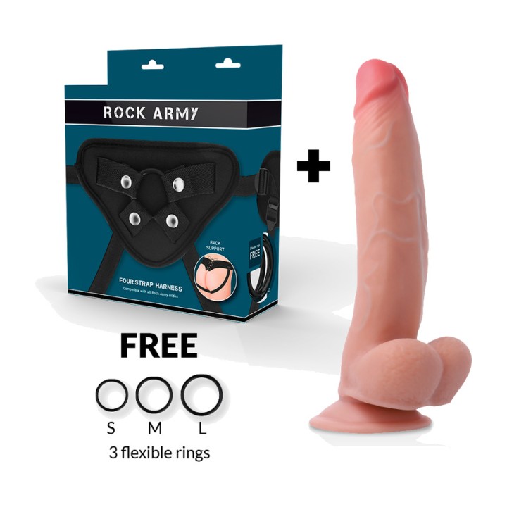 ROCKARMY Harnais et gode réaliste à double densité