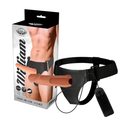harnais creux d'extension du pénis avec vibration willian-17cm ø4,5cm