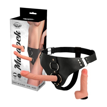 arnés strap-on con 2 dildos murdock-19,8cm+15cm ø4cm