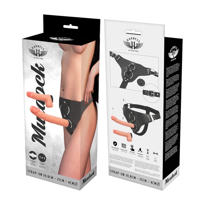 HARNESS ATTRACTION Strap-on-Geschirr mit 2 Dildos