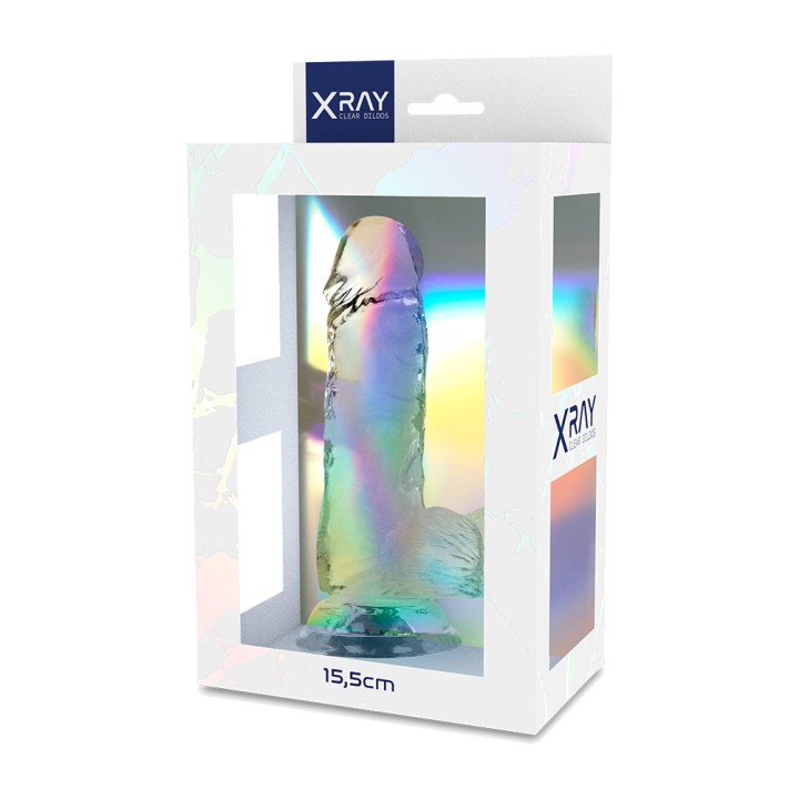 X RAY Realistický dildó s teštilkami CLEAR 15,5CM Ø3,5CM