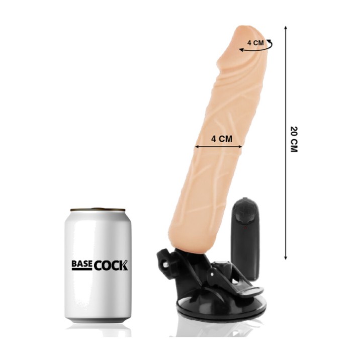 BASECOCK Realistic vibrator with black remote control 20CM