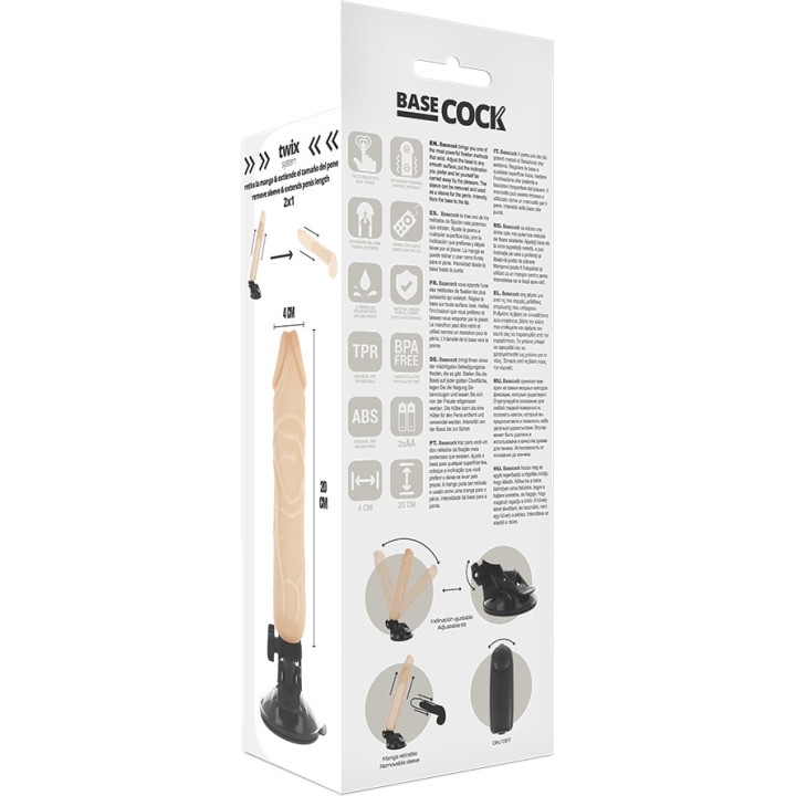 BASECOCK Realistic vibrator with black remote control 20CM