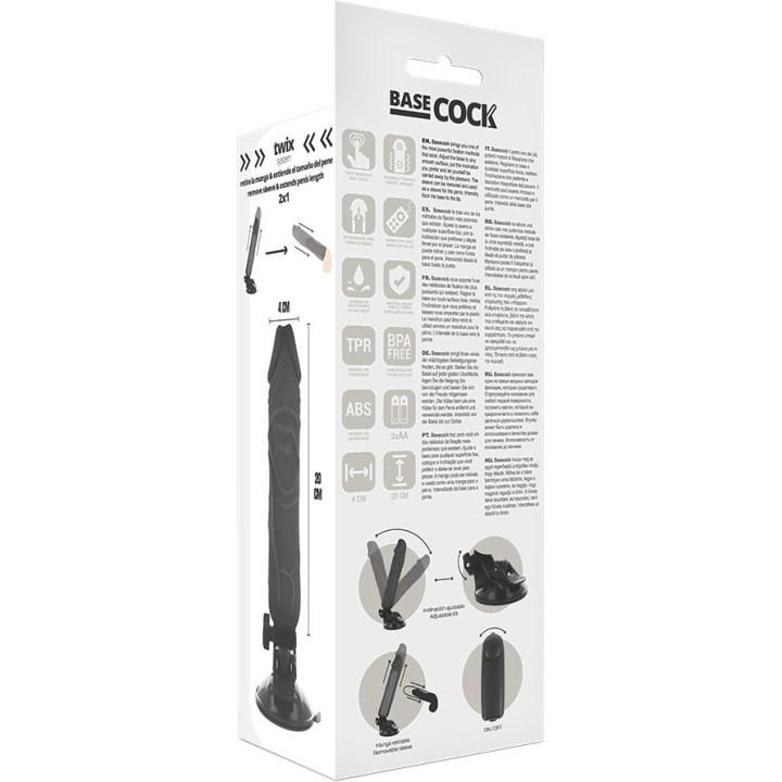 BASECOCK Vibratore realistico con telecomando nero 20CM
