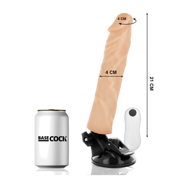 BASECOCK Realistic vibrator with white remote control 21CM