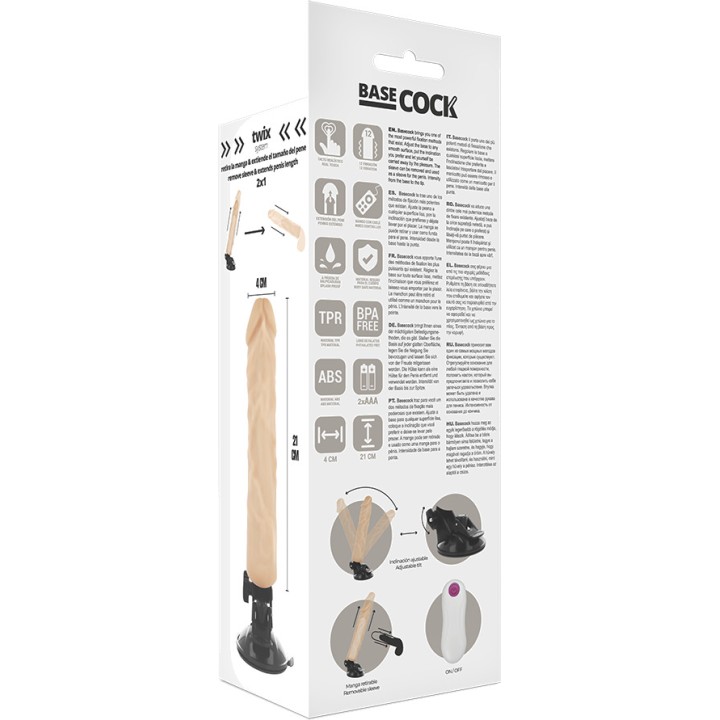 BASECOCK Vibratore realistico con telecomando bianco 21CM