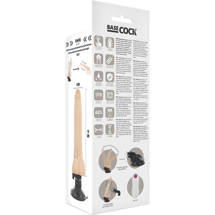 BASECOCK Vibratore realistico con telecomando 19CM Ø4CM