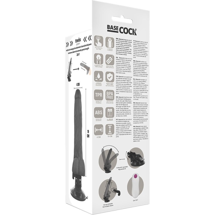 BASECOCK Vibratore realistico con telecomando 19CM Ø4CM