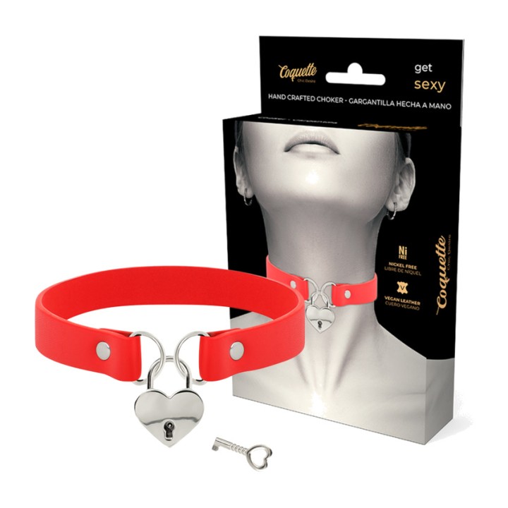 COQUETTE CHIC DESIRE Vegan leather collar with heart