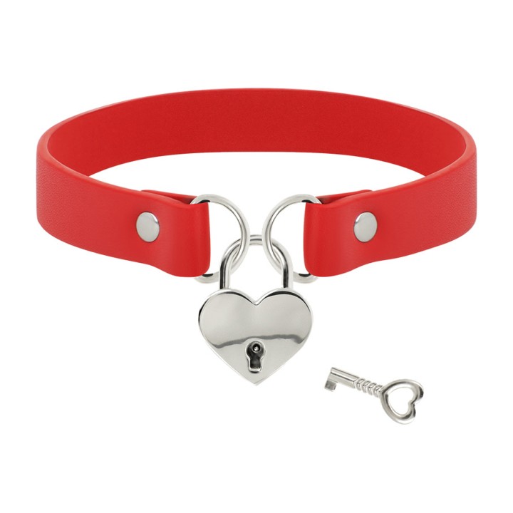 COQUETTE CHIC DESIRE Vegan leather collar with heart