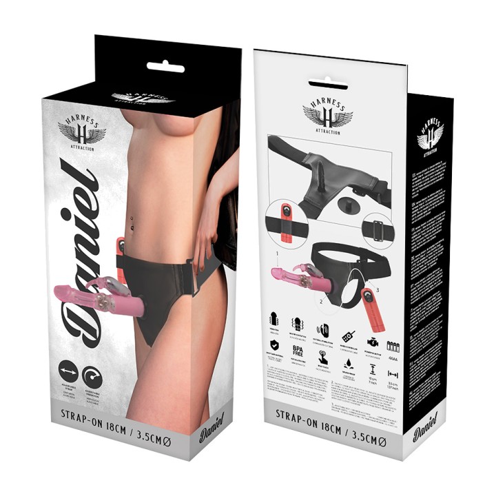 HARNESS ATTRACTION Strap-on with vibration and rotation