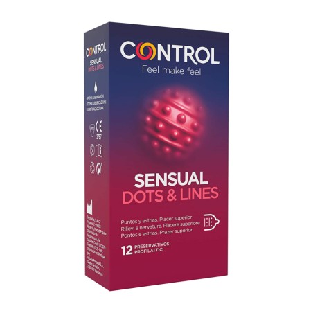 preservativi con punti e righe sensual-dots lines 12 uds