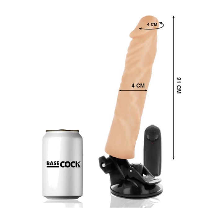 BASECOCK Realistic vibrator with black remote control 21CM