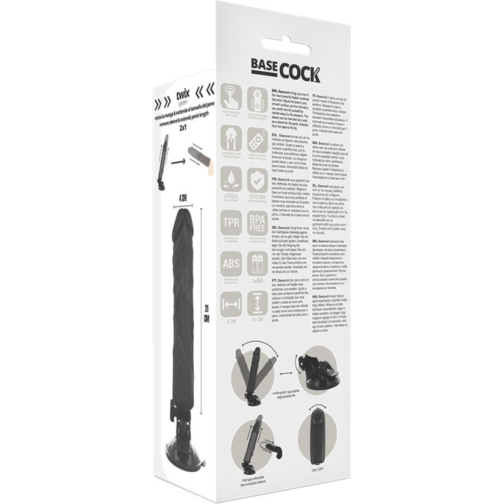 BASECOCK Realistic vibrator with black remote control 21CM