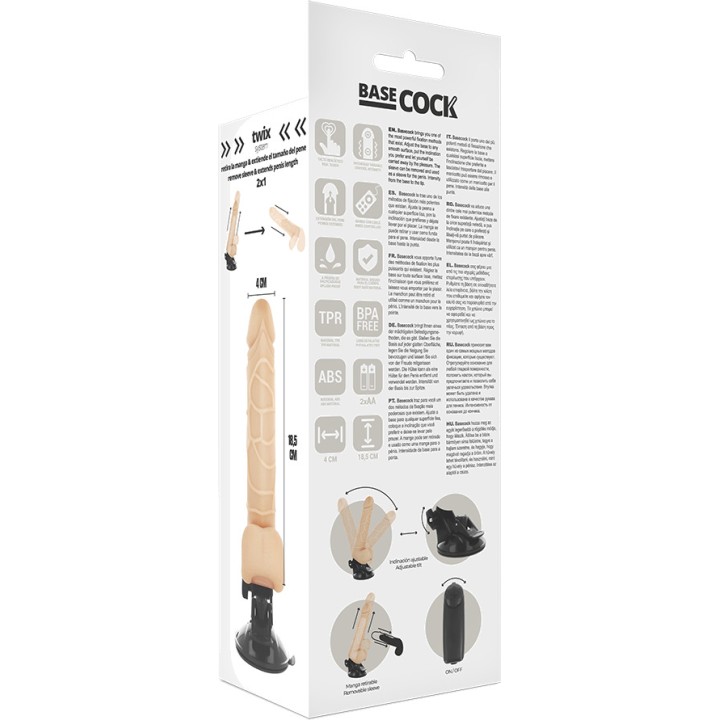 BASECOCK Realistic vibrator with remote control 18,5CM Ø4CM