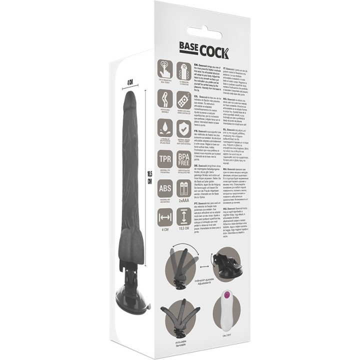 BASECOCK Vibratore realistico articolabile con telecomando
