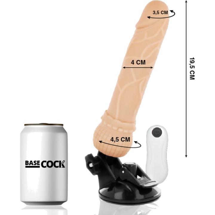 BASECOCK Realistic vibrator with white remote control 19,5CM