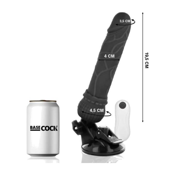 BASECOCK Realistic vibrator with white remote control 19,5CM