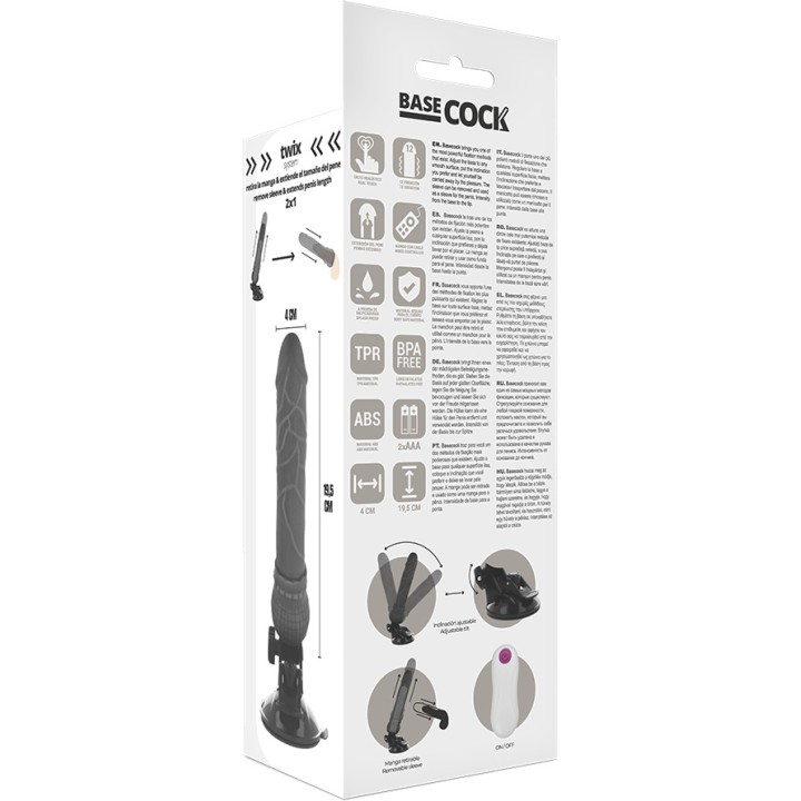 BASECOCK Realistic vibrator with white remote control 19,5CM