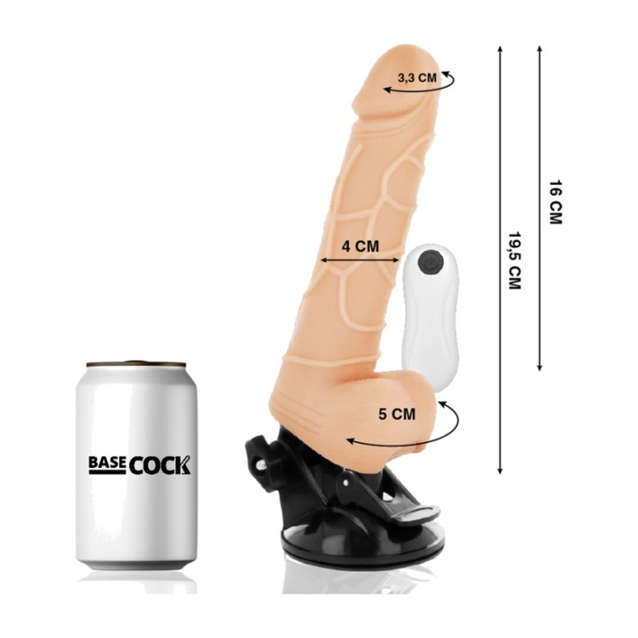 BASECOCK Realistic vibrator with testicles and remote