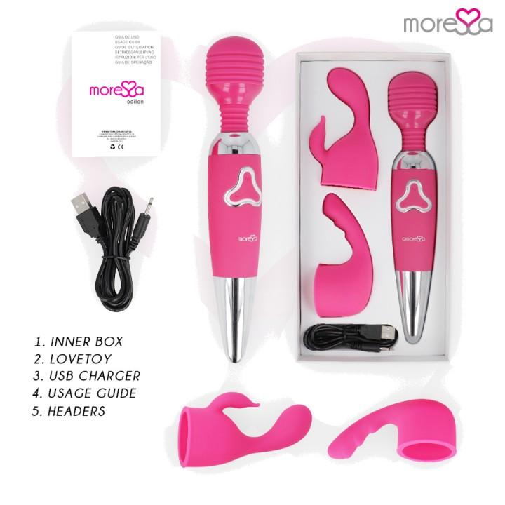 MORESSA Rechargeable wand massager with two heads