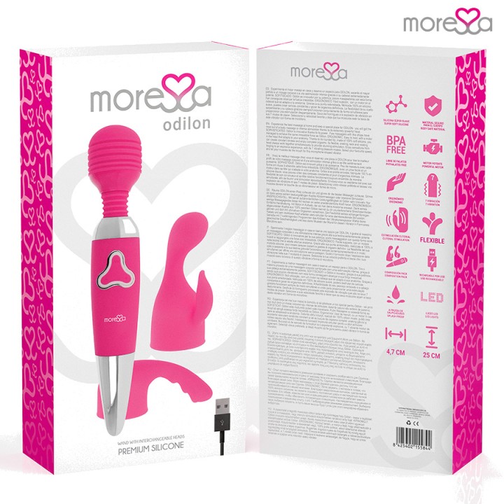 MORESSA Masajeador wand con dos cabezales recargable