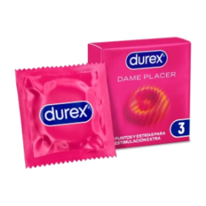 DUREX Preservativos com pontos e risca DAME-PLACER 3 UDS
