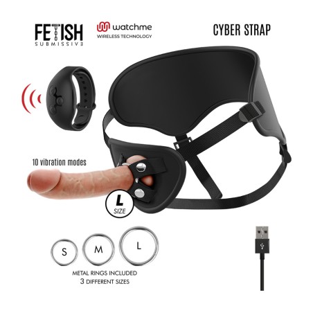 harness mit ferngesteuertem vibrationsdildo cyber strap-watchme