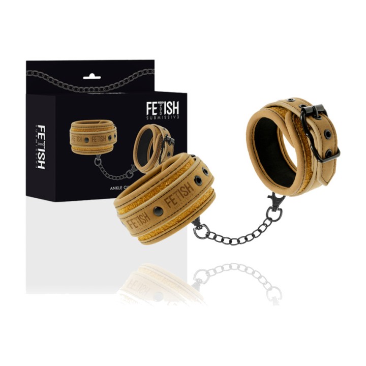 FETISH SUBMISSIVE Vegan leather ankle cuffs with neoprene