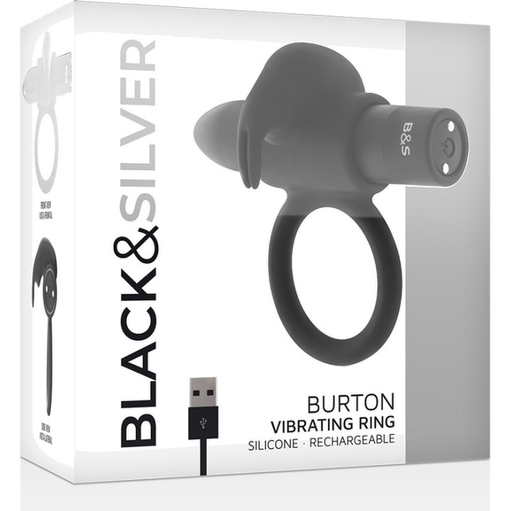 BLACKSILVER 10-mode rechargeable vibrating penis ring