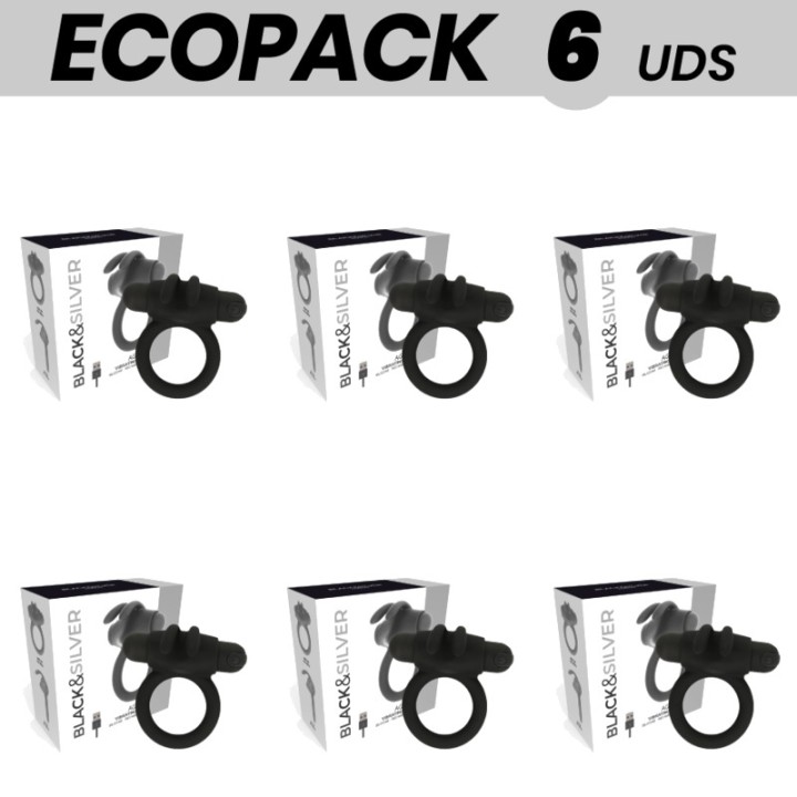 BLACK&SILVER Pack de 6 anillos vibradores para el pene